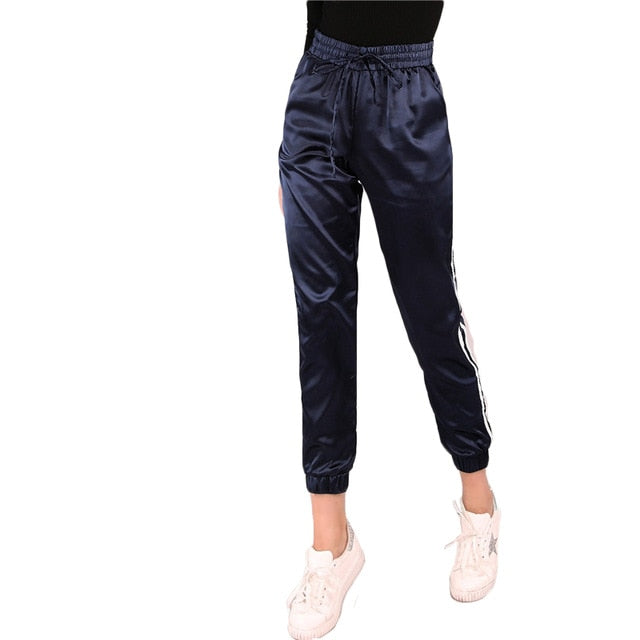 SHEIN Satin Luxe Trainer Joggers Drawstring