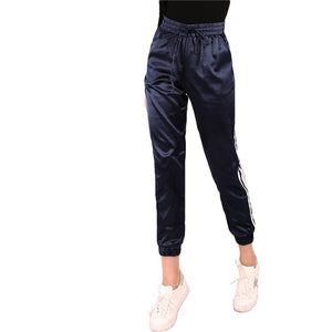 SHEIN Satin Luxe Trainer Joggers Drawstring