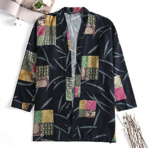 Retro Floral Kimino Cloak Trench Long Sleeve Tops Punk Cardigan Coats