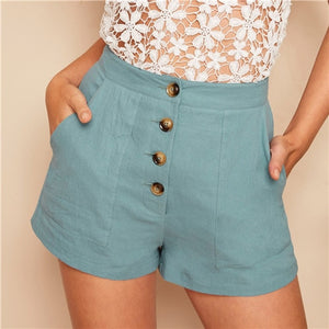 SHEIN Casual Pastel Blue Fly Patch Pocket