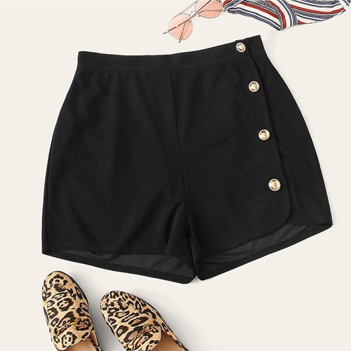 SHEIN Buttoned Side Shorts Spring Summer Wear