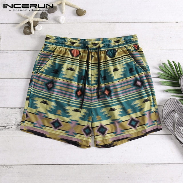 Tropical Bermuda Casual Shorts Bottom Men Elastic Waist Pockets Beach Clothes