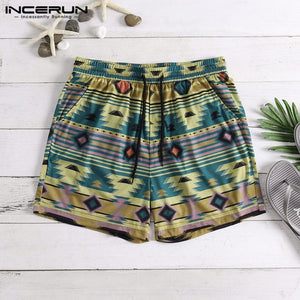 Tropical Bermuda Casual Shorts Bottom Men Elastic Waist Pockets Beach Clothes
